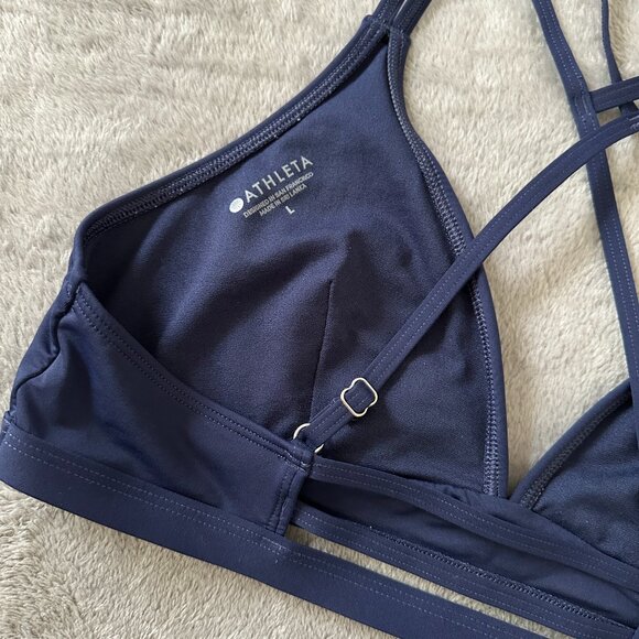 Athleta Swimsuit Two Piece Bikini Women's Medium Large M/L Navy Blue - Picture 5 of 7